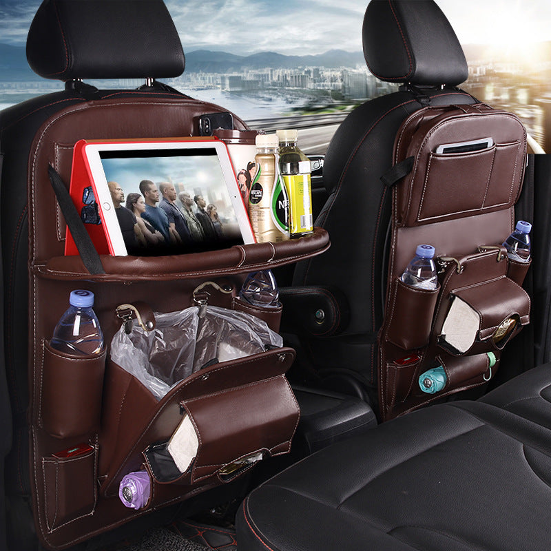 Sac de rangement pour voiture en cuir PU – Plateau multifonction suspendu au dossier de siège, sac étanche, organiseur automobile, accessoire d’intérieur de voiture