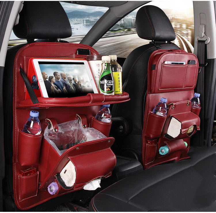 Sac de rangement pour voiture en cuir PU – Plateau multifonction suspendu au dossier de siège, sac étanche, organiseur automobile, accessoire d’intérieur de voiture