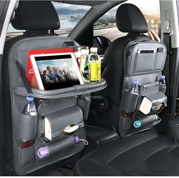 Sac de rangement pour voiture en cuir PU – Plateau multifonction suspendu au dossier de siège, sac étanche, organiseur automobile, accessoire d’intérieur de voiture