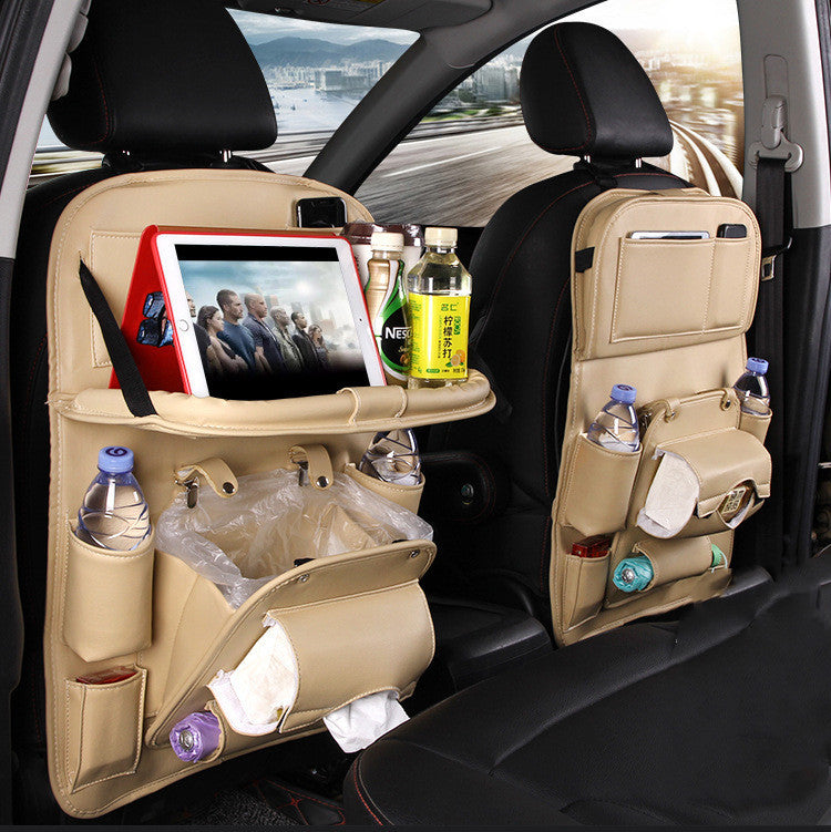 Sac de rangement pour voiture en cuir PU – Plateau multifonction suspendu au dossier de siège, sac étanche, organiseur automobile, accessoire d’intérieur de voiture