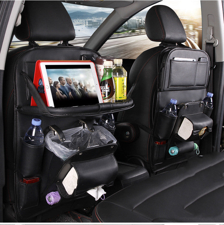 Sac de rangement pour voiture en cuir PU – Plateau multifonction suspendu au dossier de siège, sac étanche, organiseur automobile, accessoire d’intérieur de voiture
