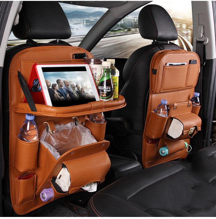 Sac de rangement pour voiture en cuir PU – Plateau multifonction suspendu au dossier de siège, sac étanche, organiseur automobile, accessoire d’intérieur de voiture