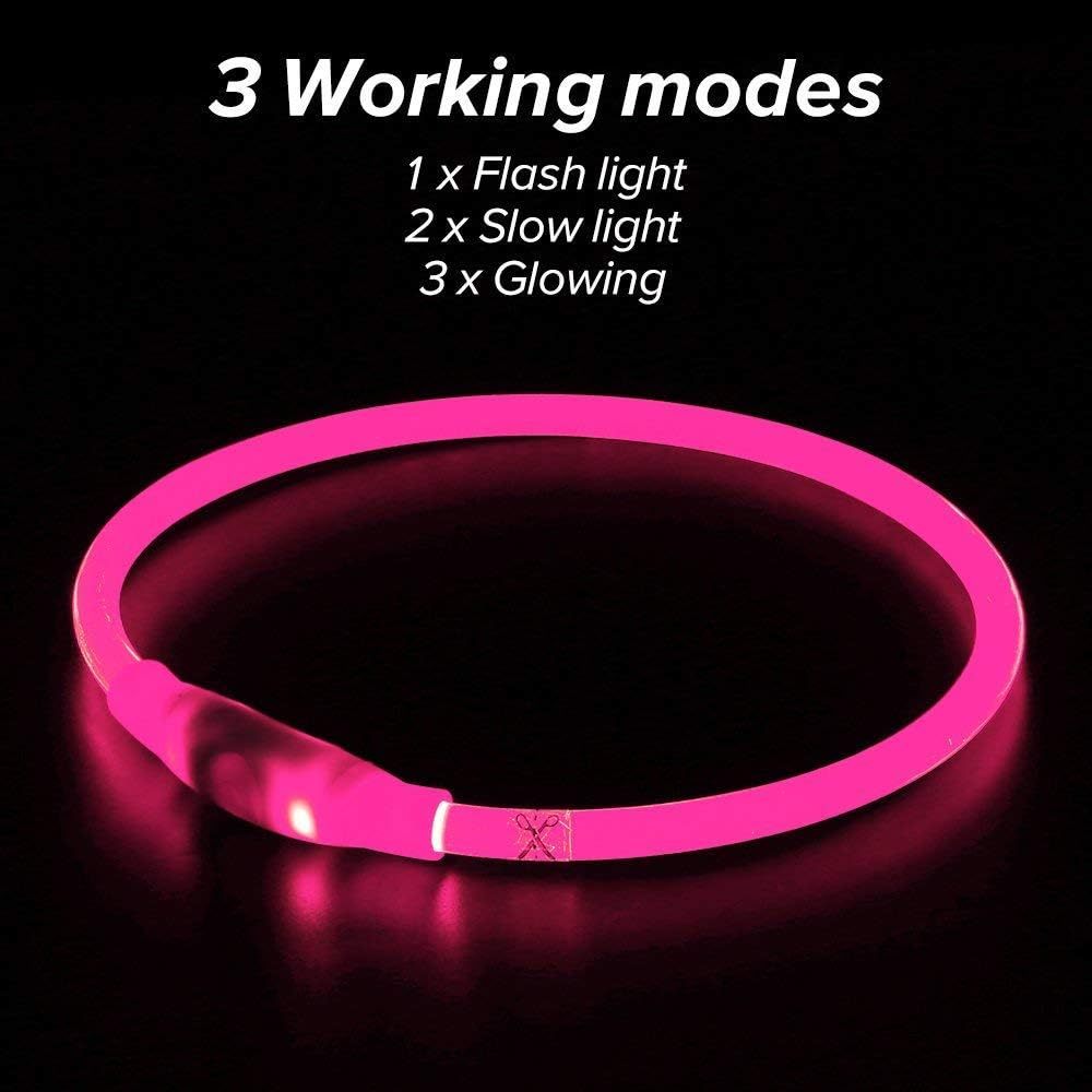 Collier lumineux pour chats et chiens à LED, rechargeable par USB – Collier de sécurité lumineux qui brille dans le noir pour vous et votre animal de compagnie.