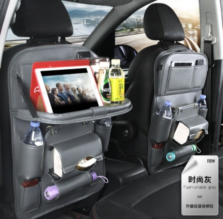 Sac de rangement pour voiture en cuir PU – Plateau multifonction suspendu au dossier de siège, sac étanche, organiseur automobile, accessoire d’intérieur de voiture