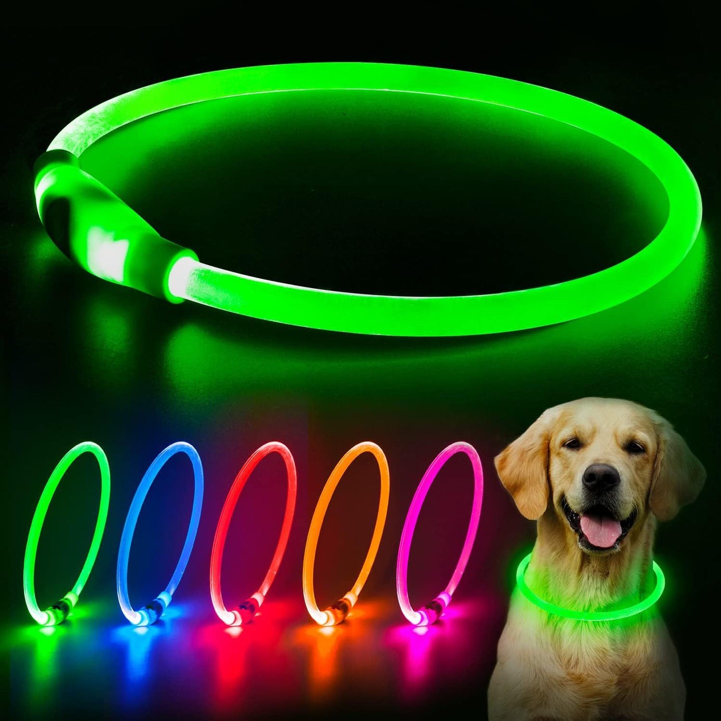 Collier lumineux pour chats et chiens à LED, rechargeable par USB – Collier de sécurité lumineux qui brille dans le noir pour vous et votre animal de compagnie.