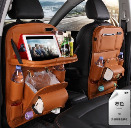 Sac de rangement pour voiture en cuir PU – Plateau multifonction suspendu au dossier de siège, sac étanche, organiseur automobile, accessoire d’intérieur de voiture
